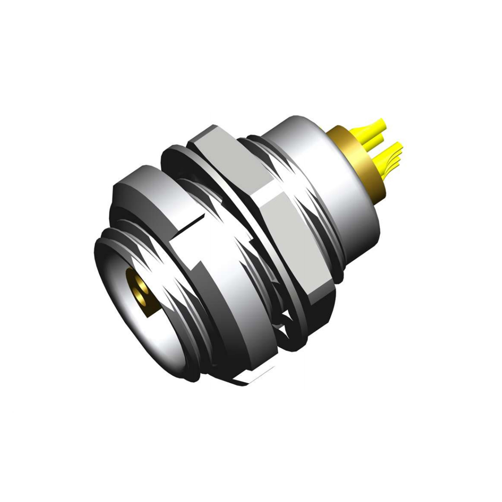 0S系列双螺母锁定面板固定式插座，焊接，PCB板金属插座