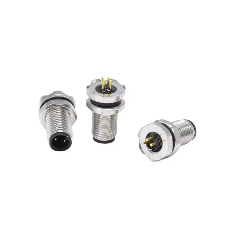 M5面板式公母座，焊接，PCB针工业汽车螺纹连接器